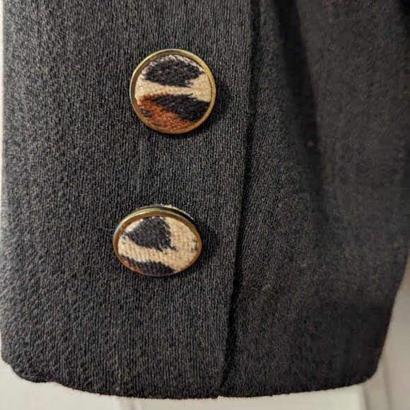 Rare VINTAGE 90s Made In France Bestini “Pop Art” Wool Leopard Detailed Jkt Sz 4 - Picture 10 of 15